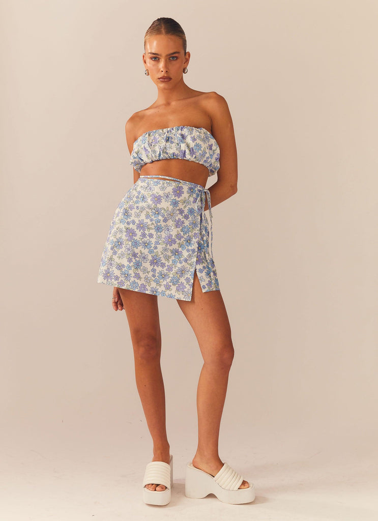 Longing For Less Mini Wrap Skirt - Daisy Chain - Peppermayo
