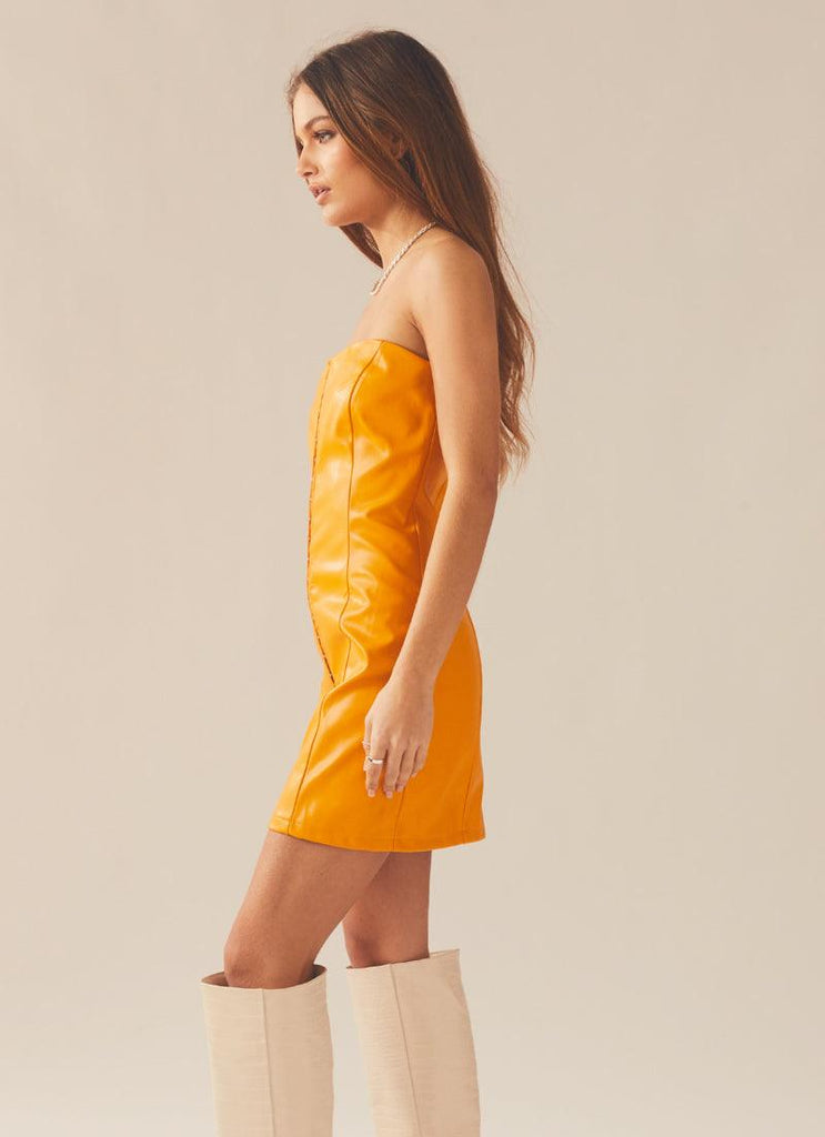 Cool and Calm PU Dress - Orange - Peppermayo