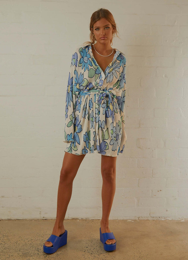 Soho Chic Shirt Dress - Blue Blossom - Peppermayo