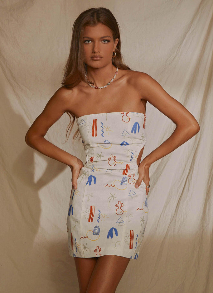 Miya Linen Mini Dress - Santorini