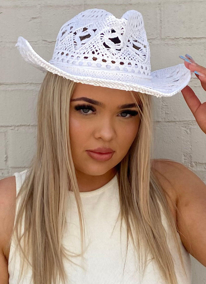 All Roads Lead to Texas Cowgirl Hat - White
