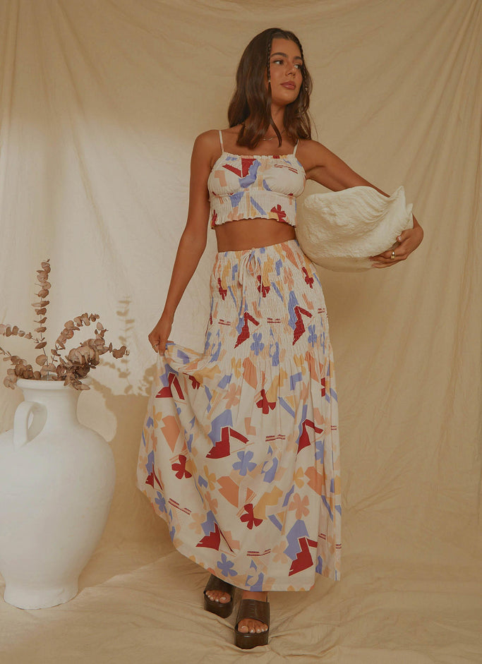 Lost Palms Maxi Skirt - Abstract Resort