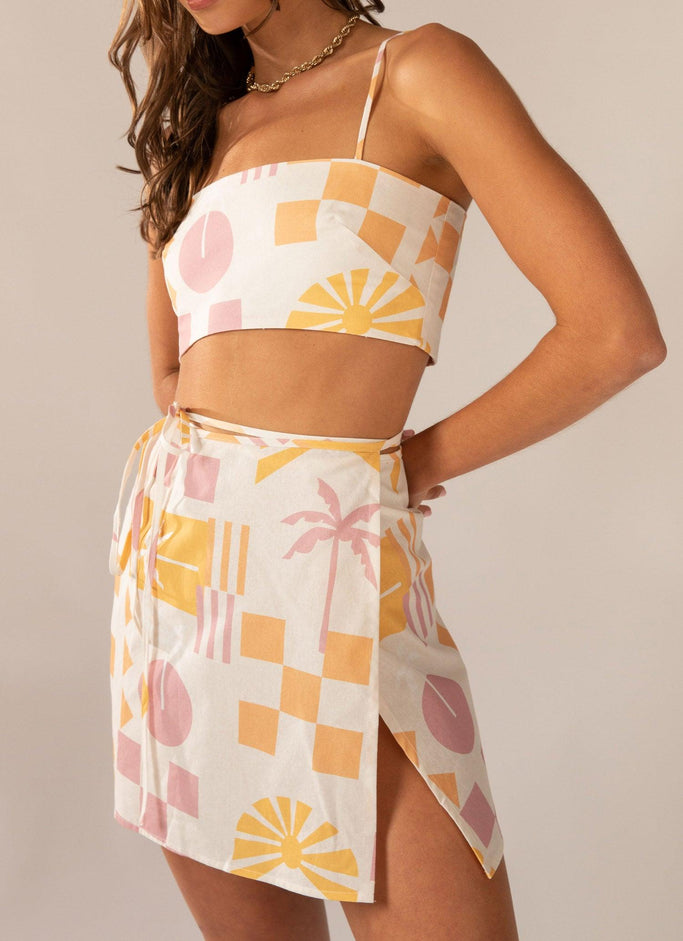 Seaside Sweethearts Wrap Mini Skirt - Under The Palms