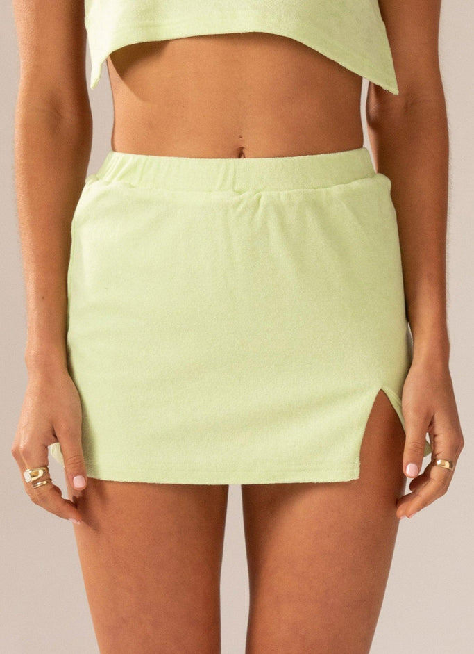 Changing Seasons Terry Mini Skirt - Lime Green