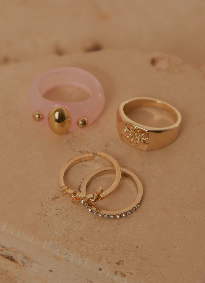 You For Me Ring Set - Gold Pink