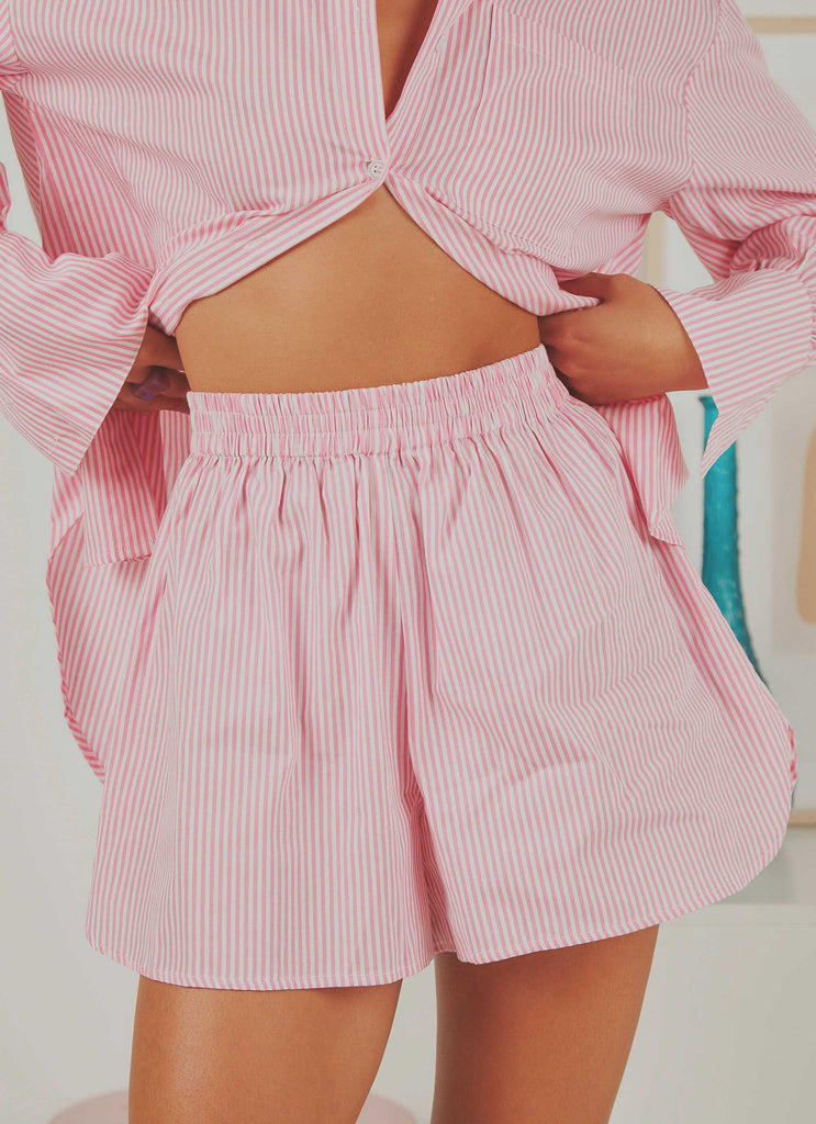Summer Issue Shorts - Pink & White Stripe - Peppermayo
