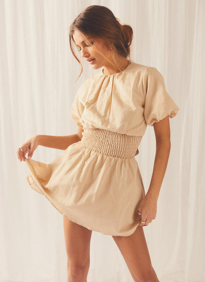 Lani Linen Mini Dress - Oatmeal