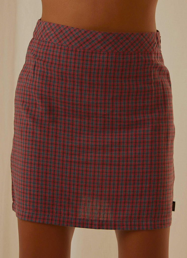 Highland Check Mini Skirt - Red - Peppermayo
