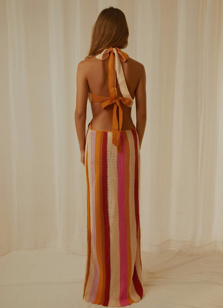 Haven Crochet Maxi Dress - Sunset Stripe - Peppermayo