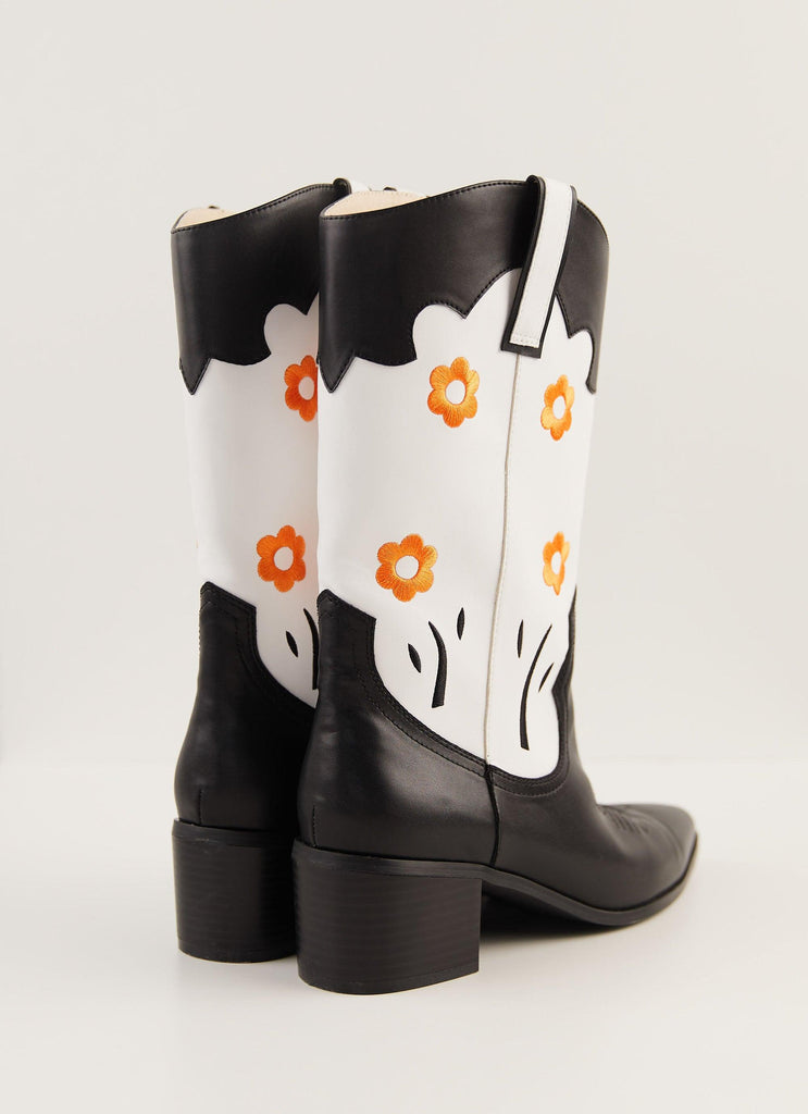 Shania Cowboy Boots - White - Peppermayo