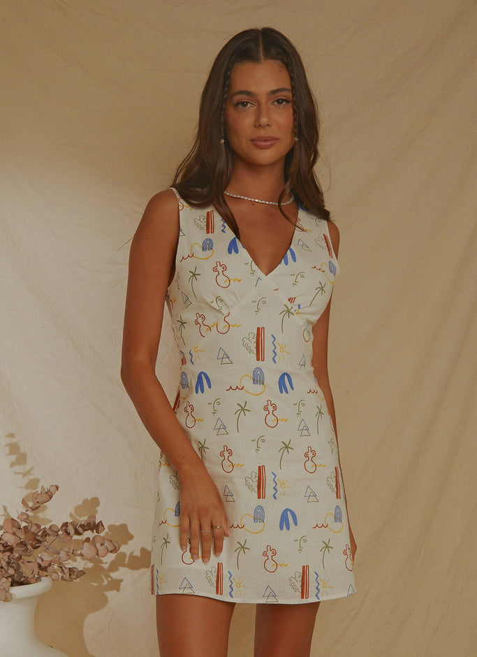 Audrey Vintage Linen Slip Dress - Santorini
