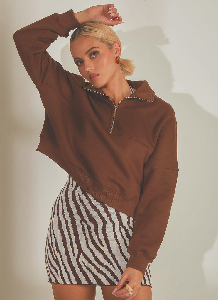 Naya Quarter Zip Jumper - Choc Brown - Peppermayo