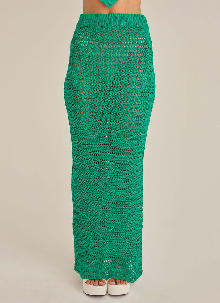 Free Time Crochet Maxi Skirt - Green - Peppermayo