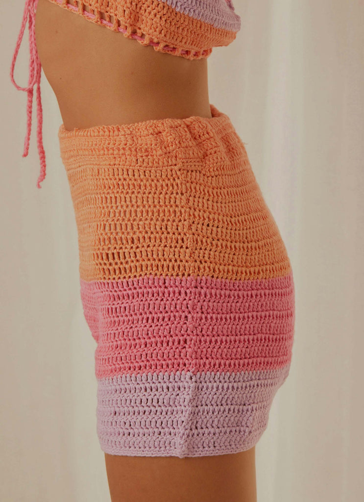 Sunburst Crochet Shorts - Pink - Peppermayo