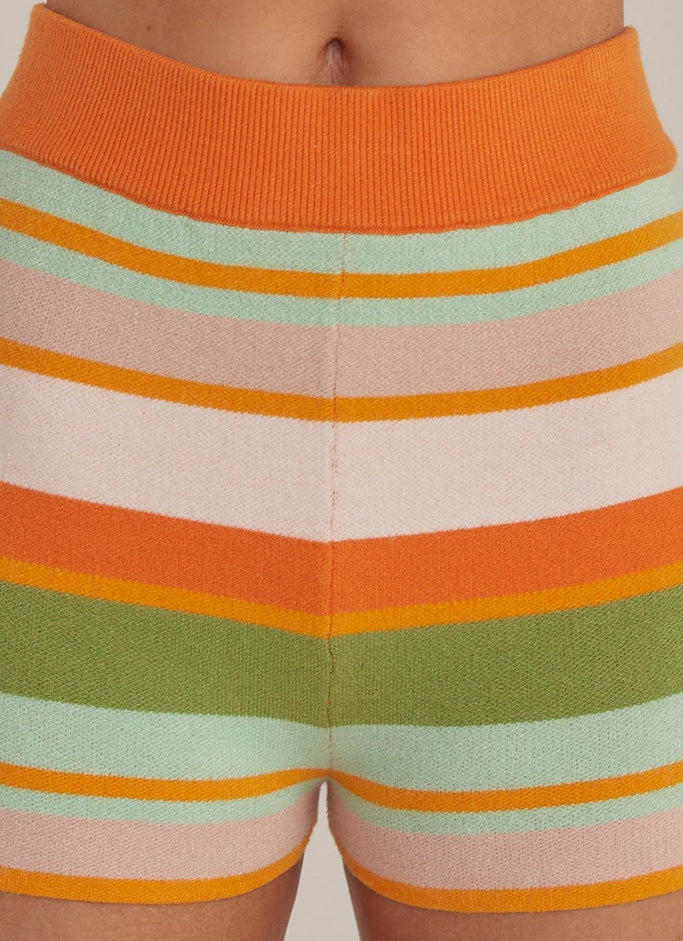 Town Tour Knit Shorts - Melon Stripe