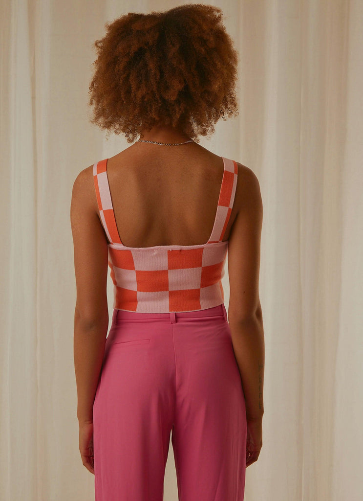 Alfresco Nights Bustier Top - Pink Check - Peppermayo