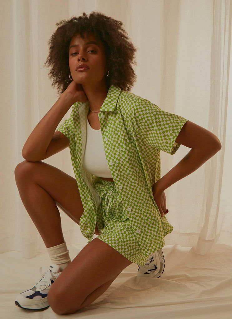 Seventies Groove Shirt - Lime Warp Check - Peppermayo