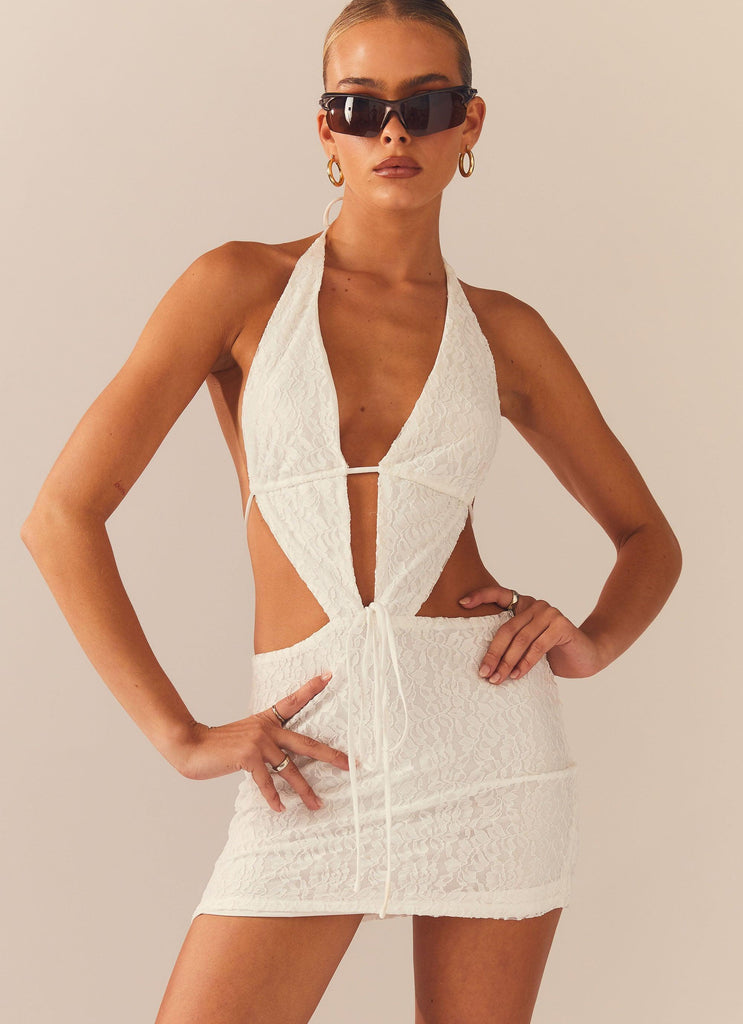 Not For The Faint Of Heart Lace Mini Dress - Ivory - Peppermayo