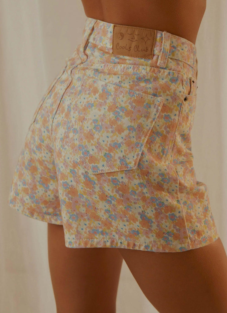 Jean Short - Peach Floral - Peppermayo