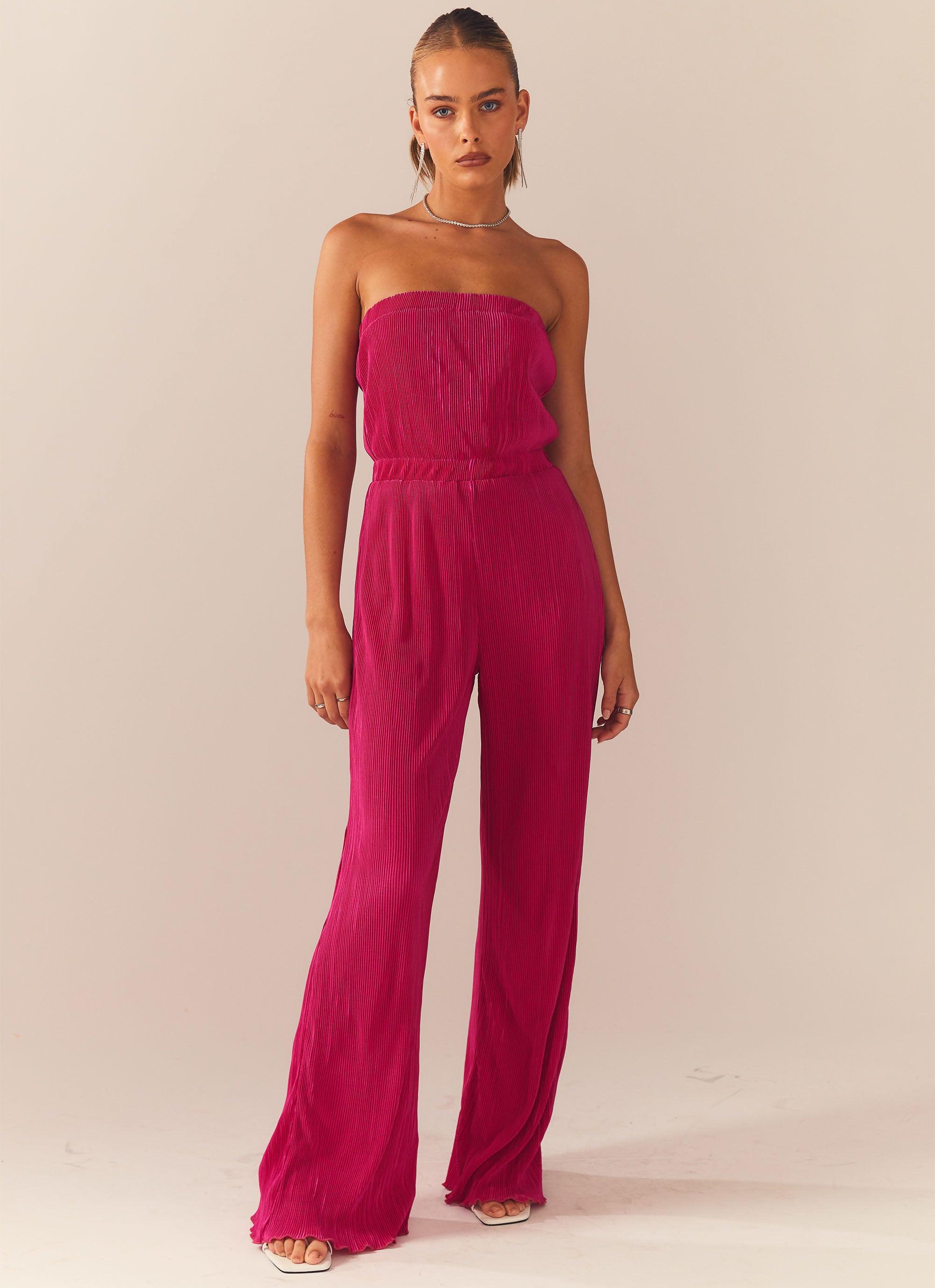 Doing The Most Plisse Jumpsuit - Magenta – Peppermayo