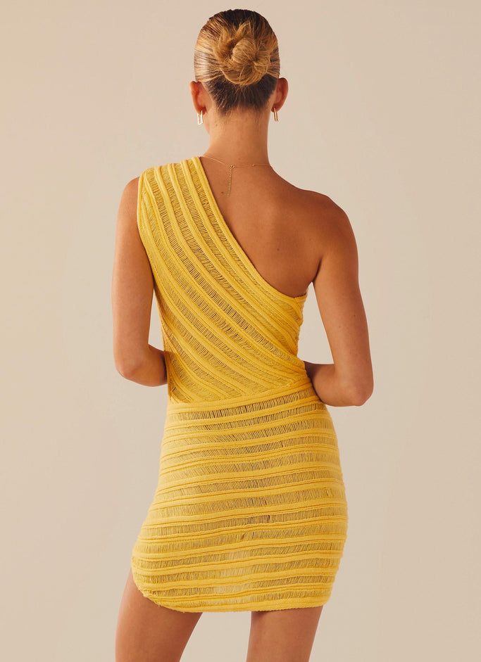 Percilla Ladder Knit Mini Dress - Yellow