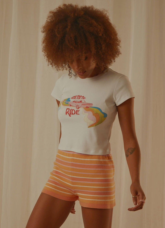 Here For The Ride Slim Tee - White