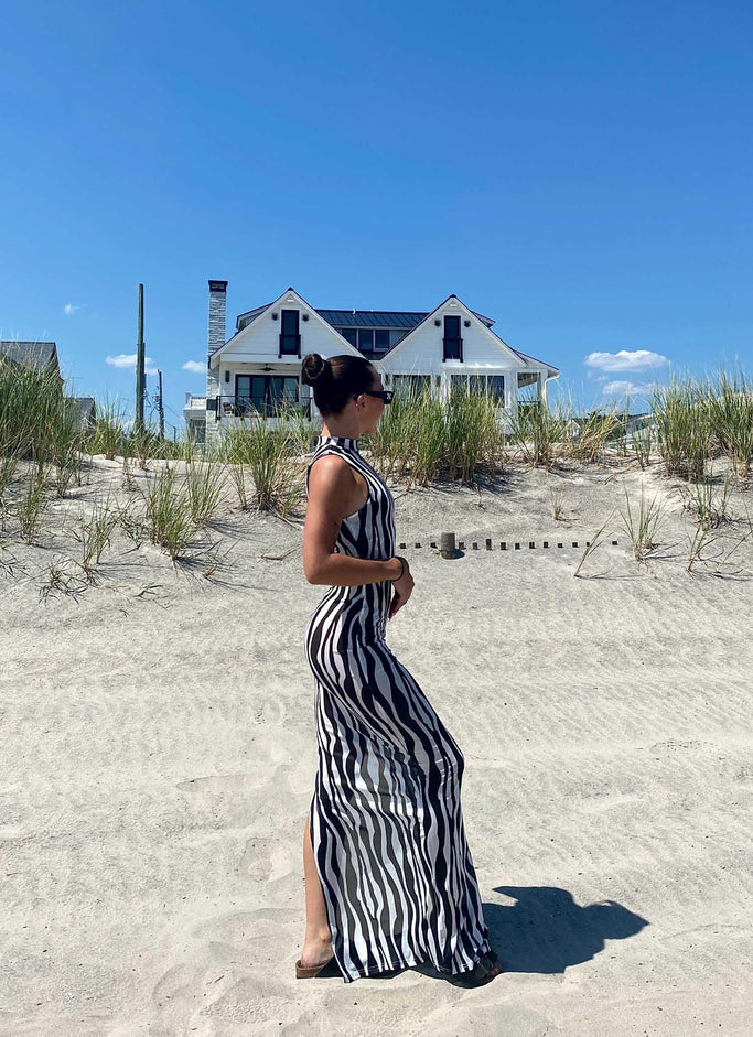 Hell Bound Midi Dress - Zebra Stripe